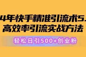 （10894期）24年快手精准引流术5.0，高效率引流实战方法，轻松日引500+创业粉