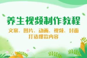 （14163期）养生视频制作教程，文案、图片、动画、视频、封面，打造爆款内容