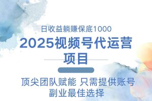（14240期）2025视频号代运营 日躺赚1000＋ 只需提供账号