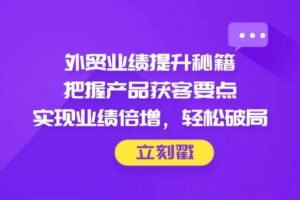 （14567期）外贸业绩提升秘籍，把握产品获客要点，实现业绩倍增，轻松破局
