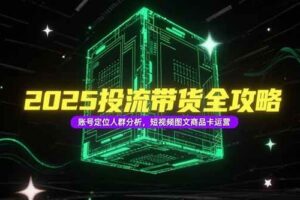 （15233期）2025投流带货全攻略，账号定位人群分析，短视频图文商品卡运营