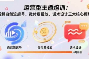 （15654期）运营型主播培训：拆解自然流起号、微付费投放、话术设计三大核心模块-8月