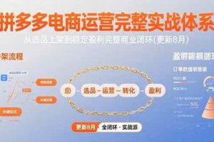 （15579期）拼多多电商运营完整实战体系，从选品上架到稳定盈利完整商业闭环(更新8月)