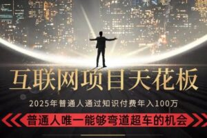 （15361期）2025“互联网项目天花板”：不做韭菜，做镰刀！“月入 10W+ 普通人弯道…