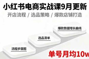 （16120期）小红书电商实战课9月更新，开店流程/选品策略/爆款店铺打造，单号月均10w+