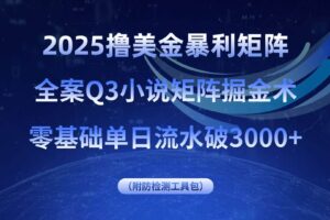 （15904期）2025撸美金暴利矩阵，全案小说矩阵掘金术，零基础单日流水破3000+