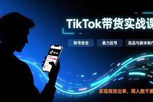 （17278期）TikTok带货实战课，涵盖账号安全、暴力起号、选品与脚本制作，实现高效出单，周入数千美元