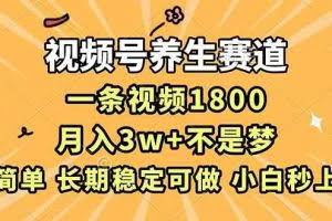 （16913期）视频号养生赛道，一条视频1800，超简单，长期稳定可做，月入3w+不是梦