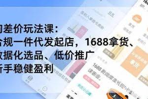 （16854期）淘差价玩法课：合规一件代发起店，1688拿货、数据化选品、低价推广，新手稳健盈利(更新12月)