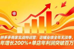 （17805期）拼多多商家实战特训营：店铺业绩全年无淡季，年增长200%+单店年利润突破百万(26年3月更新)