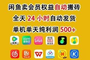 （17683期）咸鱼卖虚拟直冲会员，一部手机日入500+，全程24小时托管挂机，简单暴力，无脑上手