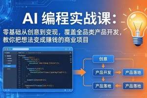 （18469期）AI编程实战课-第三期-5月9更新：零基础从创意到变现，覆盖全品类产品开发，把想法变成赚钱项目