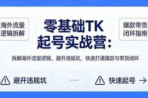 （18189期）零基础 TK 起号实战营：拆解海外流量逻辑，避开违规坑，快速打通爆款与带货闭环