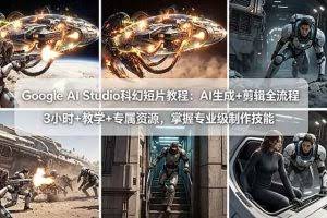 （18173期）Google AI Studio科幻短片教程：AI生成+剪辑全流程，3小时+教学+专属资源，掌握专业级制作技能