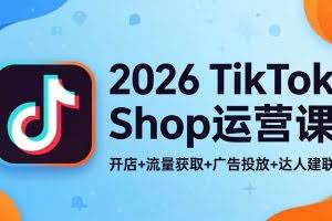 （18158期）2026TikTok Shop运营课：开店+流量获取+广告投放+达人建联，解锁海外电商掘金路径