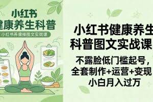 （18033期）2026小红书健康养生科普图文实战课：不露脸低门槛起号，全套制作+运营+变现，小白月入过万