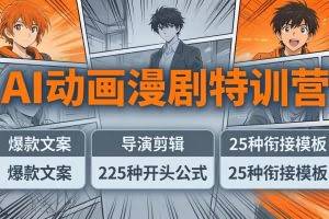 （17917期）AI动画漫剧特训营：爆款文案+导演剪辑：225种开头公式+25种衔接模板，两小时剪电影级大片