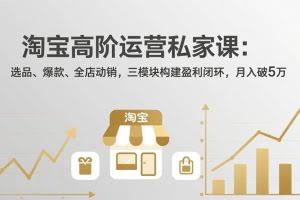 （17904期）淘宝高阶运营私家课（更新26年4月）：选品、爆款、全店动销，三模块构建盈利闭环，月入破5万